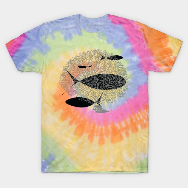 Sea Fan Coral With Abstract Fish T-Shirt by pelagio